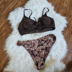 Cupshe Brown and Paisley Bikini Set